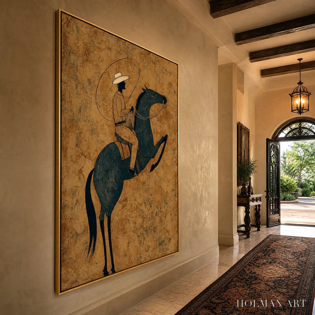 HOLMAN ART Midnight Wrangler – Rustic Wabi Sabi Style Equestrian Painting - image 3