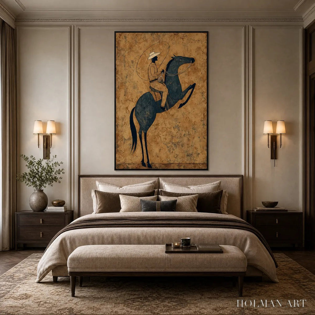 HOLMAN ART Midnight Wrangler – Rustic Wabi Sabi Style Equestrian Painting - image 4
