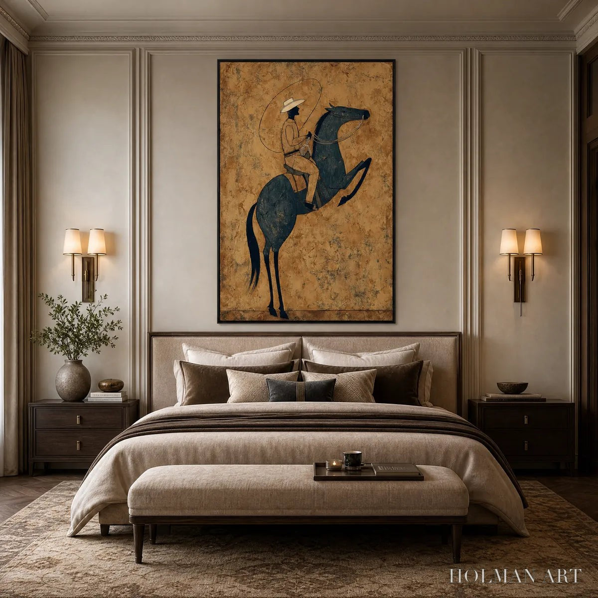 HOLMAN ART Midnight Wrangler – Rustic Wabi Sabi Style Equestrian Painting - image 4