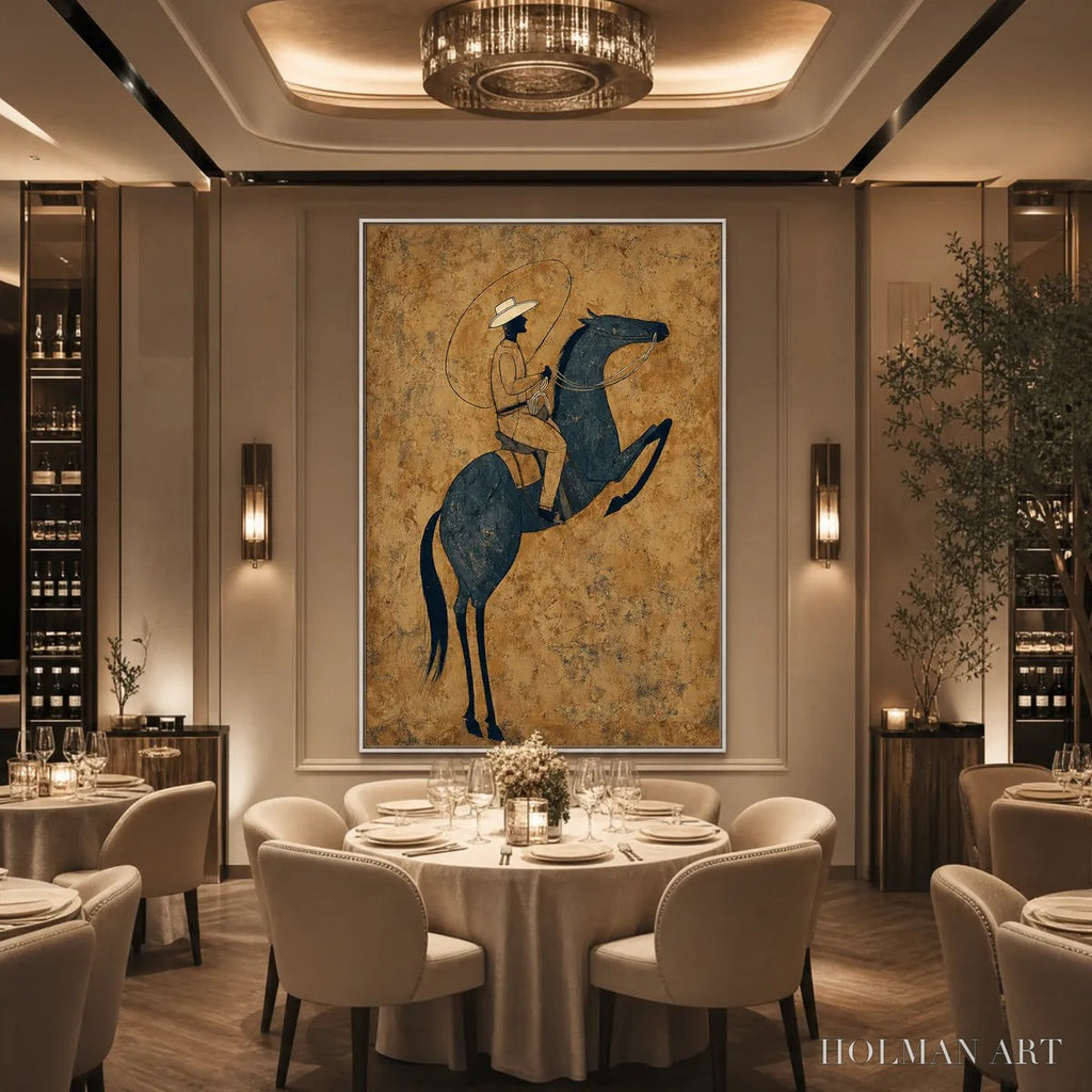 HOLMAN ART Midnight Wrangler – Rustic Wabi Sabi Style Equestrian Painting - image 5