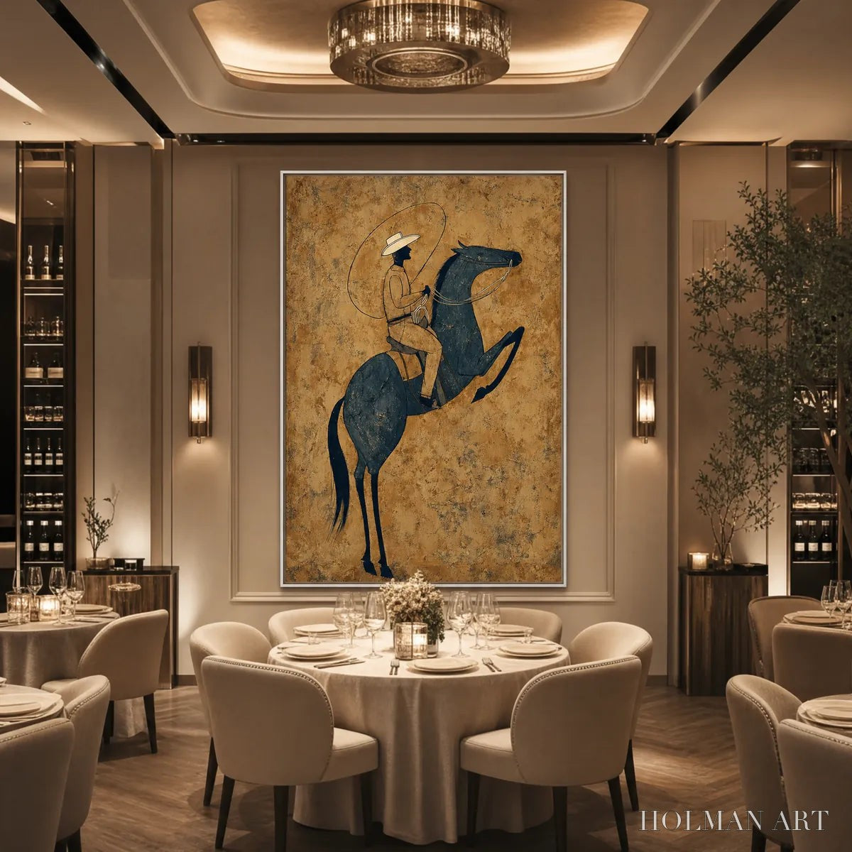HOLMAN ART Midnight Wrangler – Rustic Wabi Sabi Style Equestrian Painting - image 5
