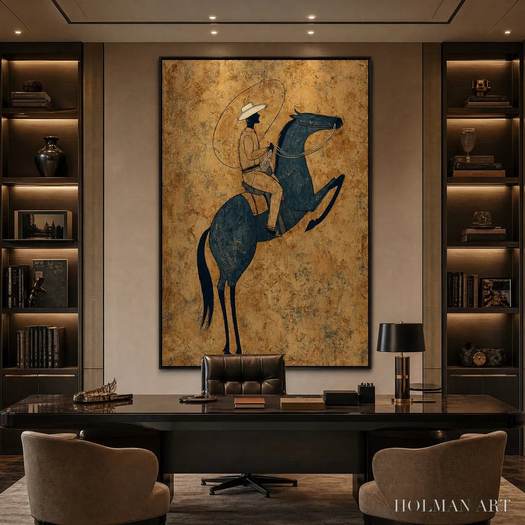 HOLMAN ART Midnight Wrangler – Rustic Wabi Sabi Style Equestrian Painting - image 6