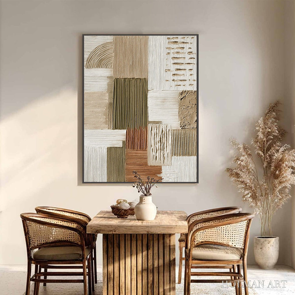 HOLMAN ART Strata Textured Abstract Neutral Oil Painting for Modern - image 2
