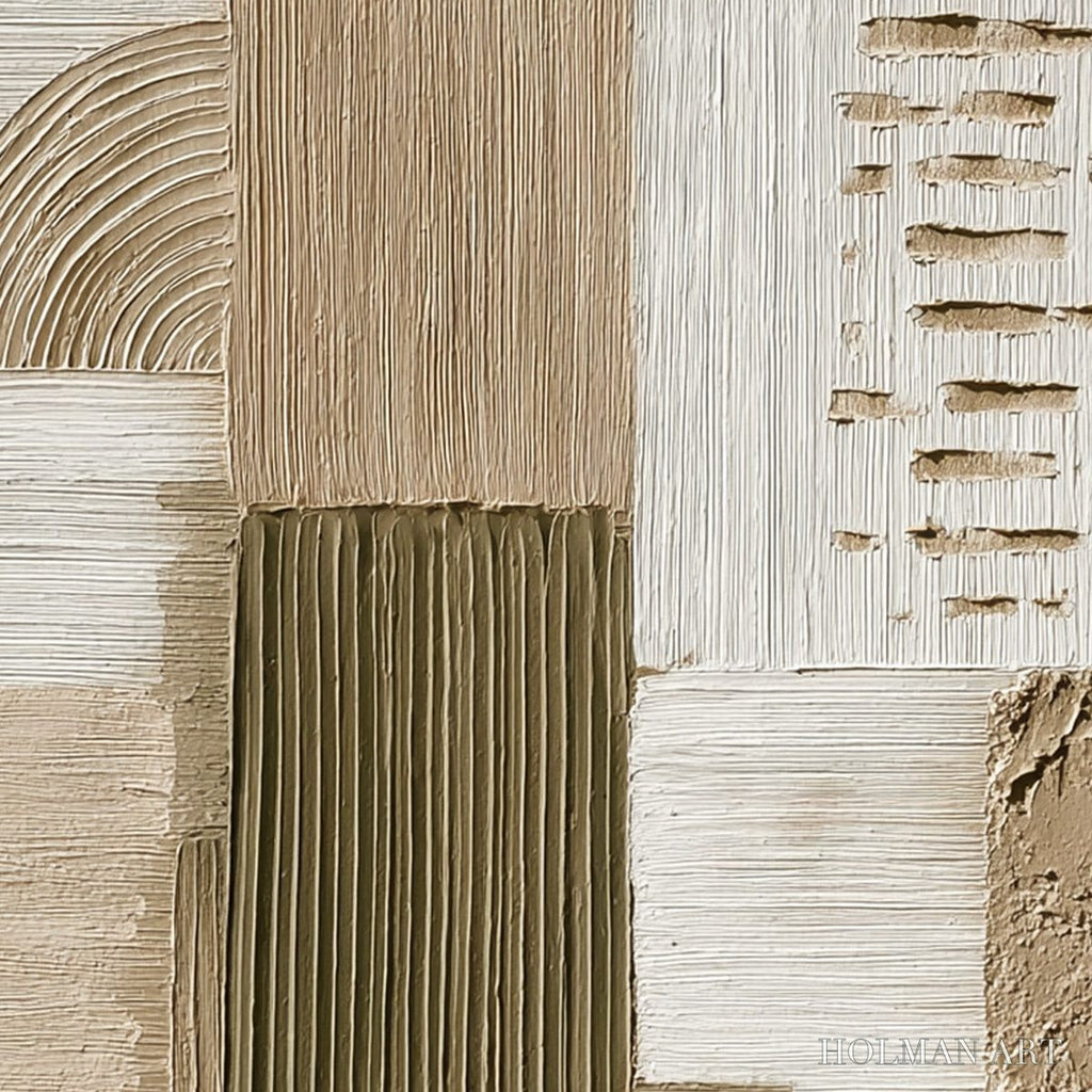 HOLMAN ART Strata Textured Abstract Neutral Oil Painting for Modern - image 3