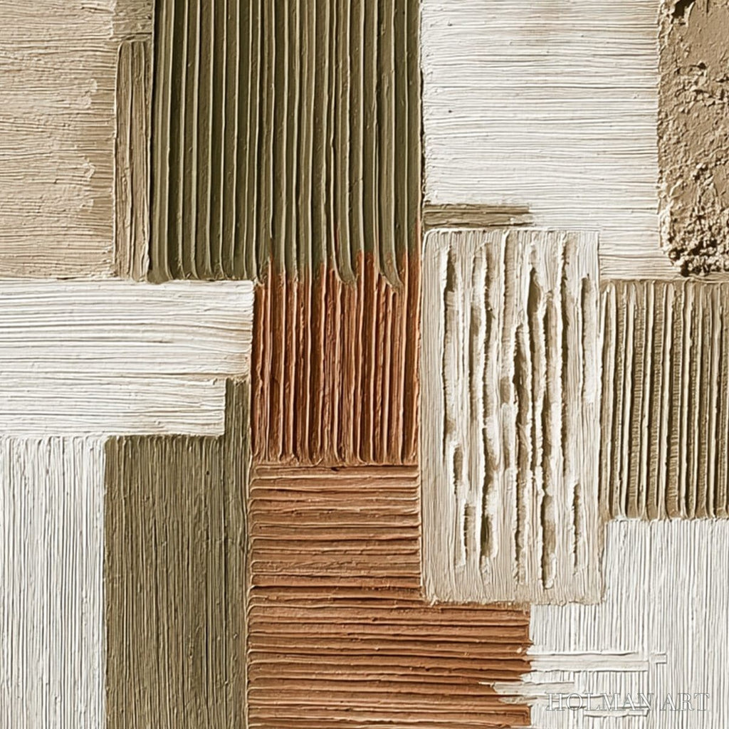 HOLMAN ART Strata Textured Abstract Neutral Oil Painting for Modern - image 5