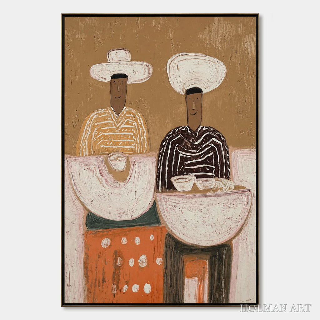 HOLMAN ART the Sharing Bowl – Textured Wabi Sabi Painting of Shared Moments - image 1