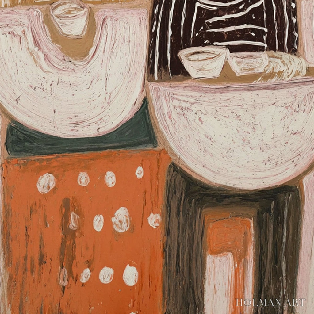 HOLMAN ART the Sharing Bowl – Textured Wabi Sabi Painting of Shared Moments - image 5