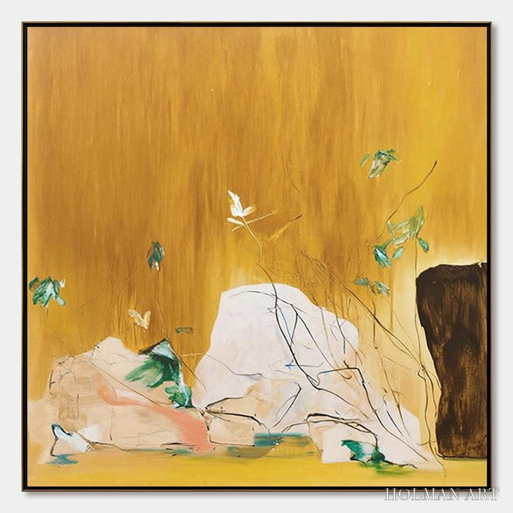 HOLMAN ART Ochre Sanctuary – Wabi-Sabi Abstract Painting with Earthy Tones - image 1