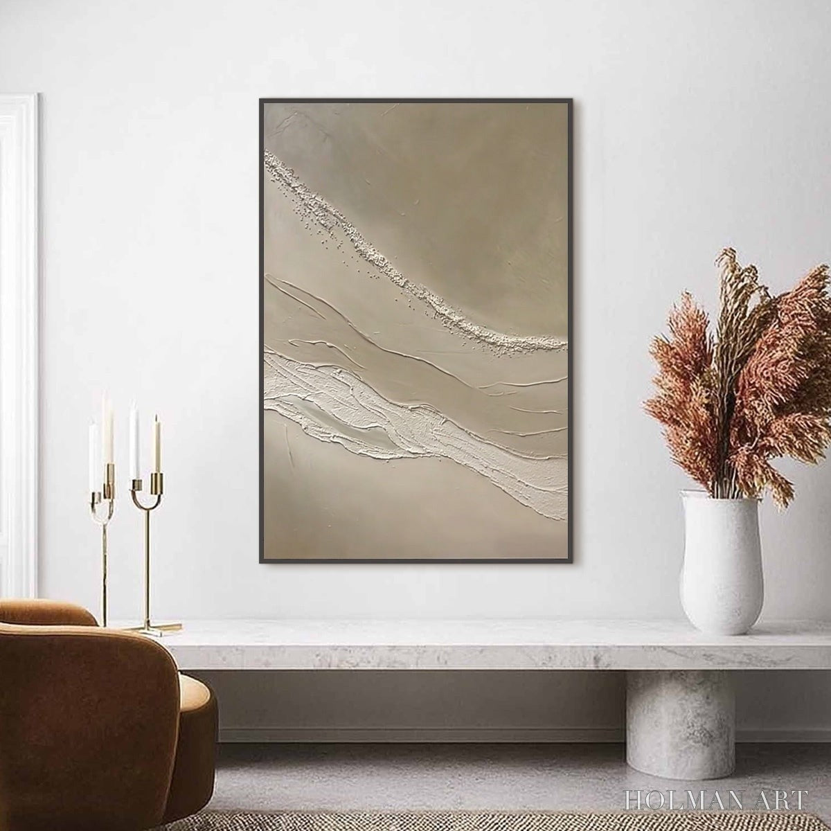 HOLMAN ART Serene Trace – Minimalist Wabi-Sabi Textured Abstract - image 2