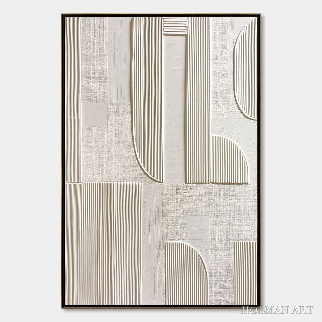 HOLMAN ART Static Rhythm – Textured White Minimalist Abstract - image 1