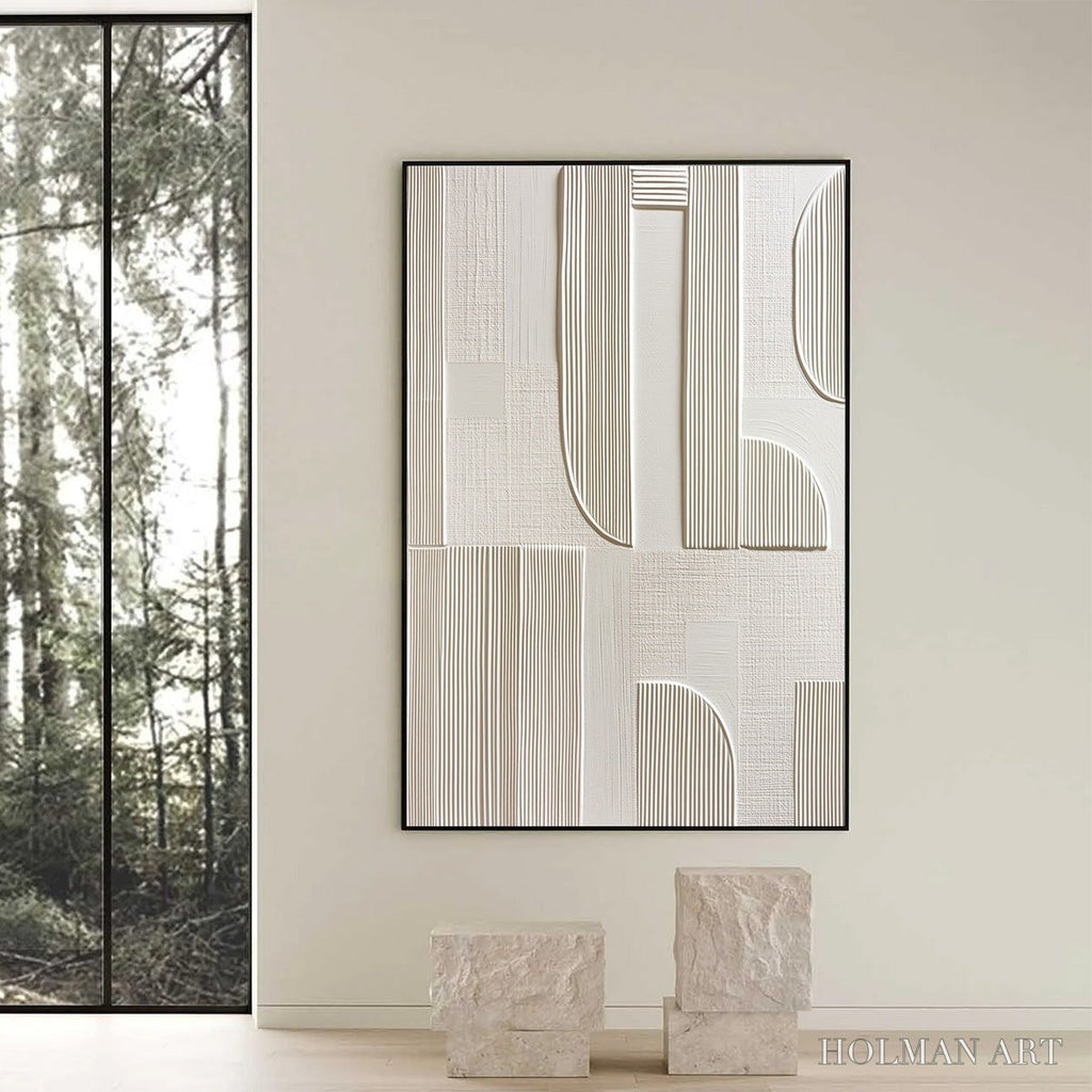 HOLMAN ART Static Rhythm – Textured White Minimalist Abstract - image 6