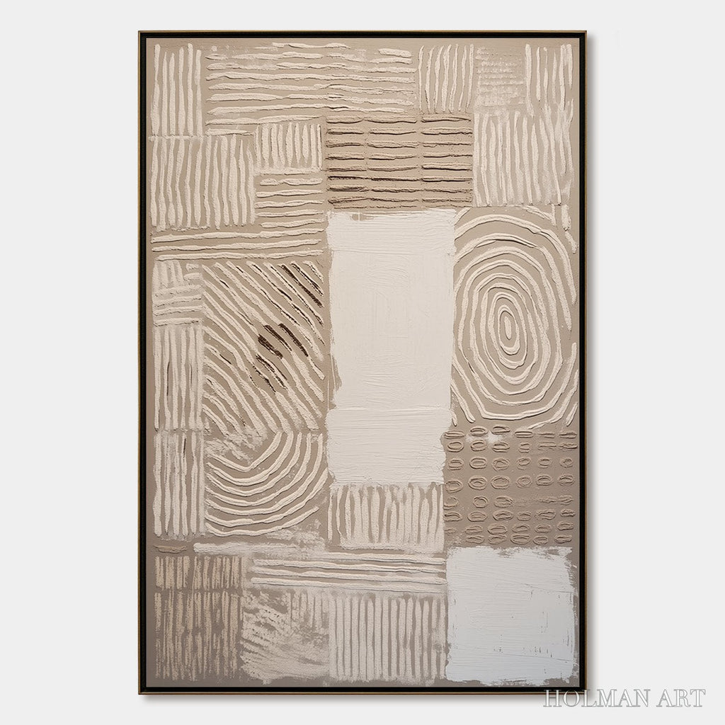 HOLMAN ART Earthen Weave – Textured Wabi Sabi Abstract Painting in Neutral Tones - image 1