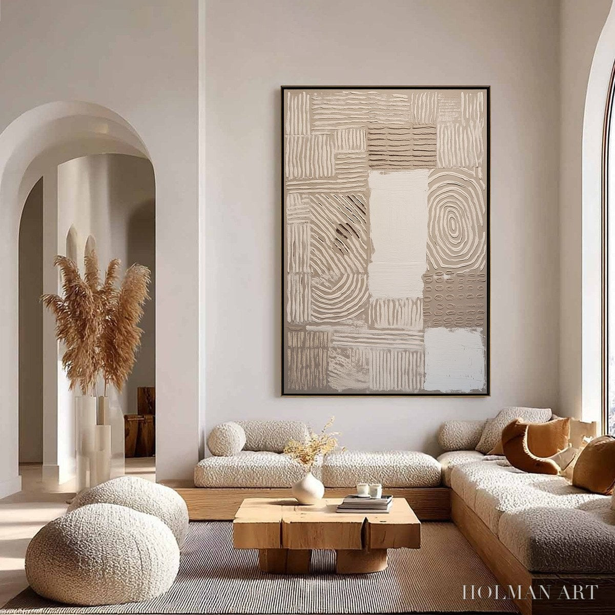 HOLMAN ART Earthen Weave – Textured Wabi Sabi Abstract Painting in Neutral Tones - image 4