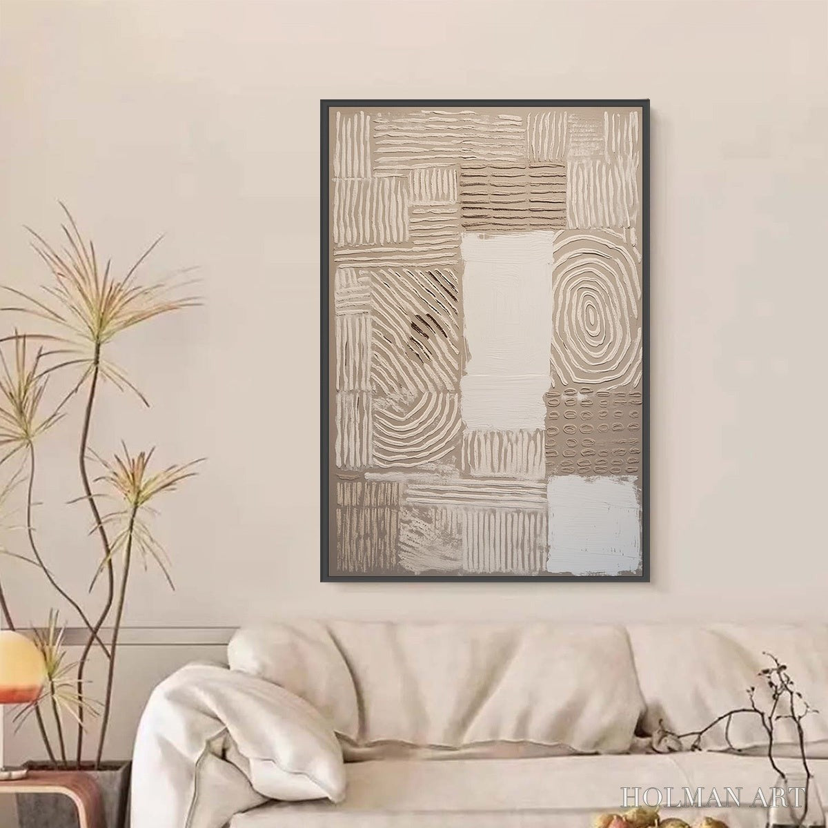 HOLMAN ART Earthen Weave – Textured Wabi Sabi Abstract Painting in Neutral Tones - image 6