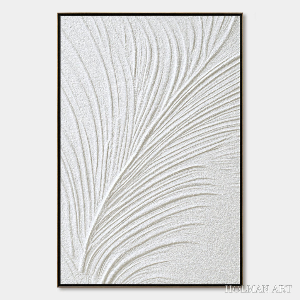 HOLMAN ART Plume – Textured Minimalist Wabi Sabi Feather Painting - image 1