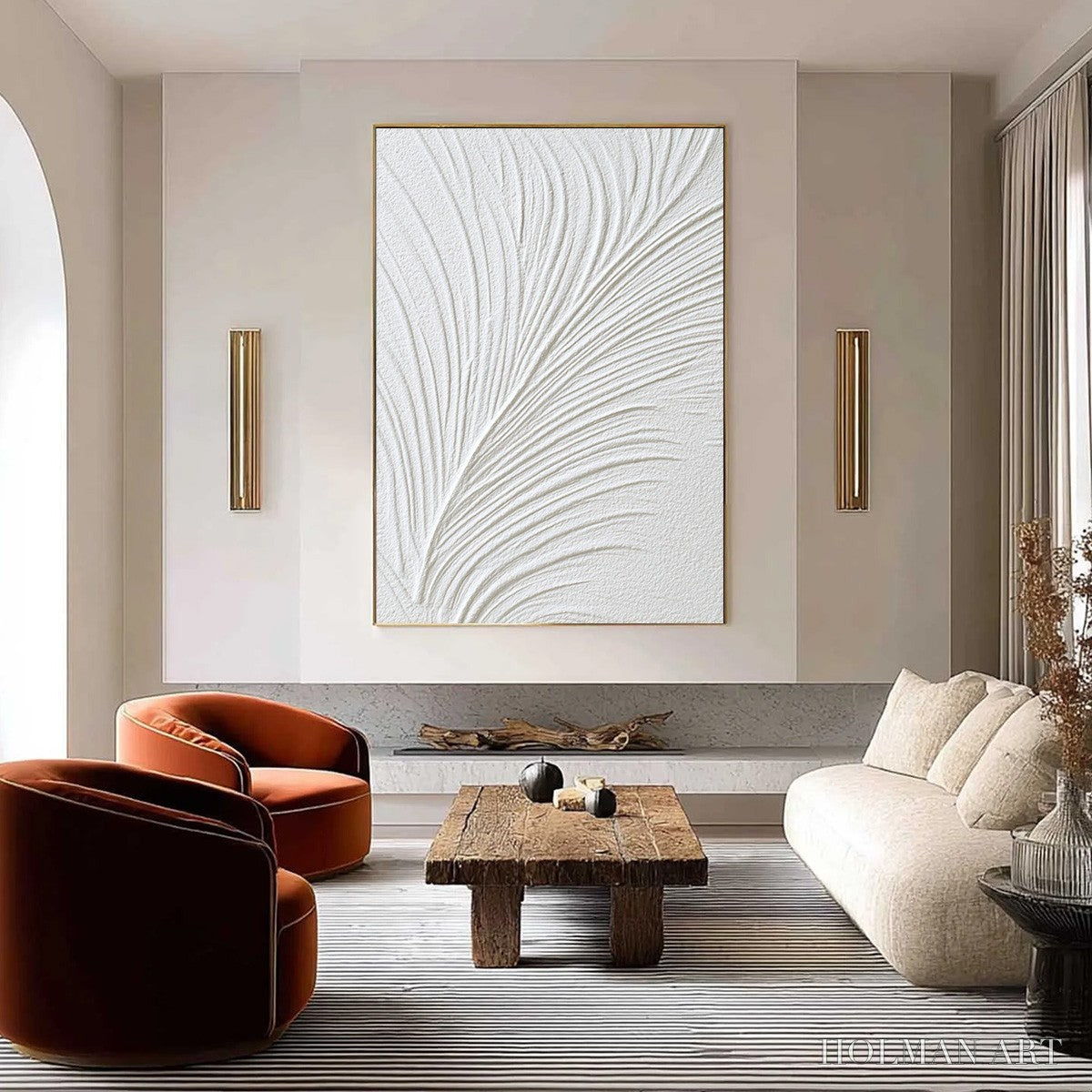 HOLMAN ART Plume – Textured Minimalist Wabi Sabi Feather Painting - image 2