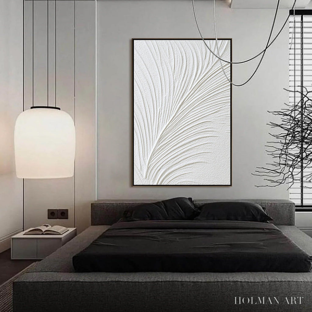 HOLMAN ART Plume – Textured Minimalist Wabi Sabi Feather Painting - image 4