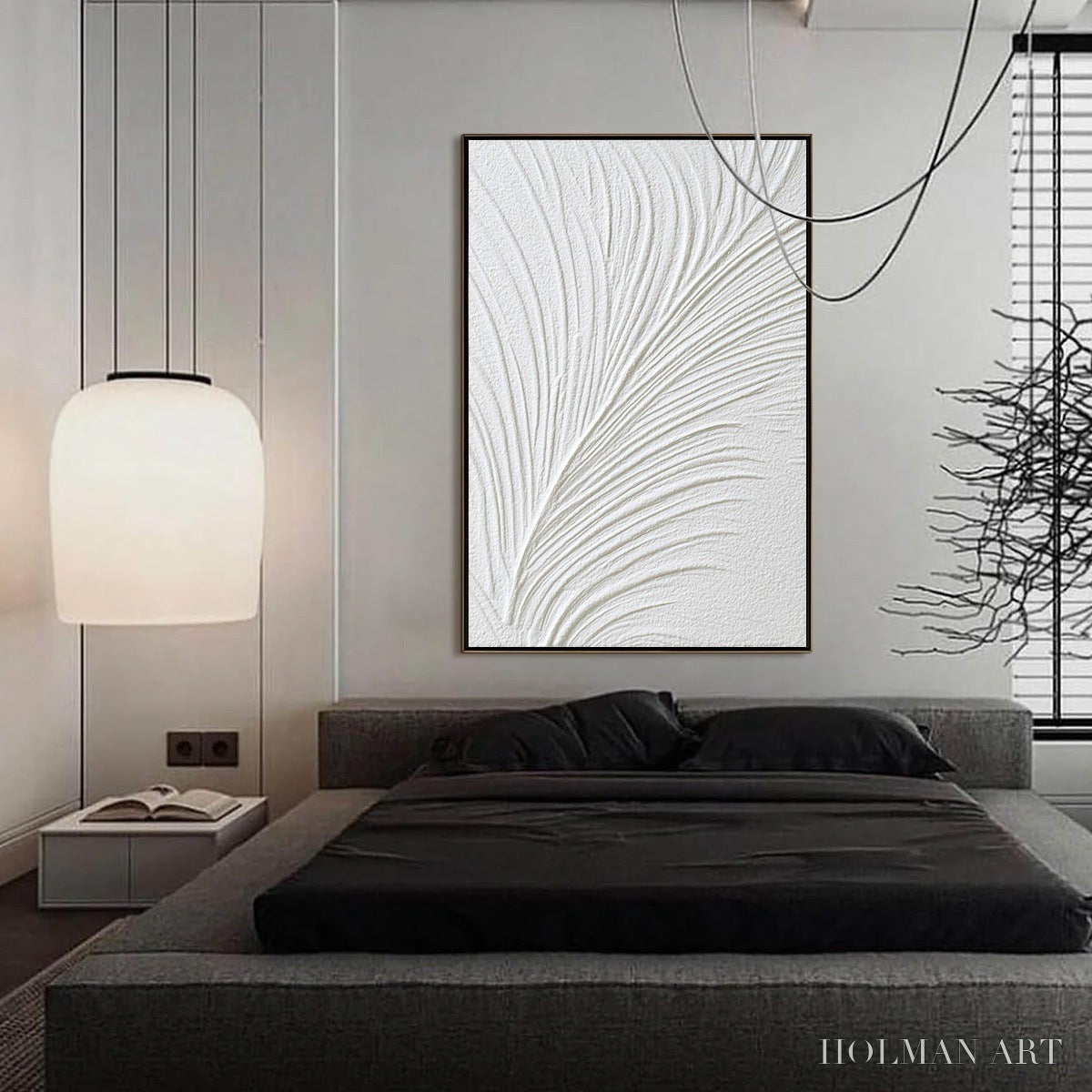 HOLMAN ART Plume – Textured Minimalist Wabi Sabi Feather Painting - image 4