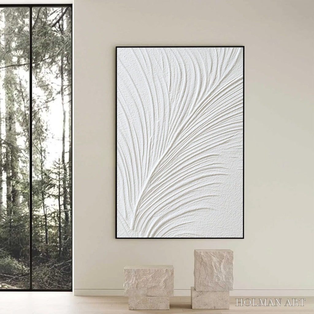 HOLMAN ART Plume – Textured Minimalist Wabi Sabi Feather Painting - image 6