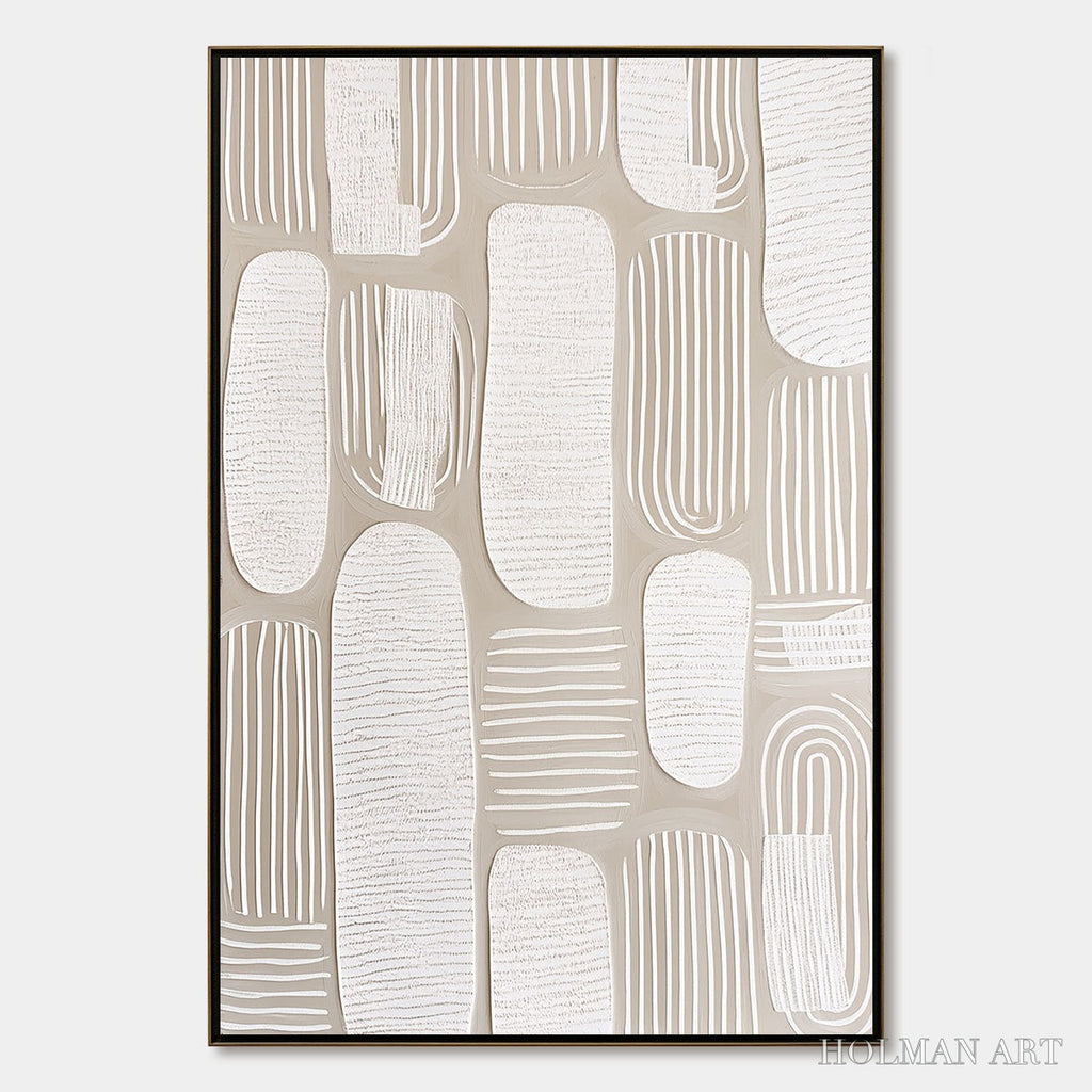 HOLMAN ART Quiet Rhythms – Textured Wabi Sabi Abstract Painting in Neutral Tones - image 1