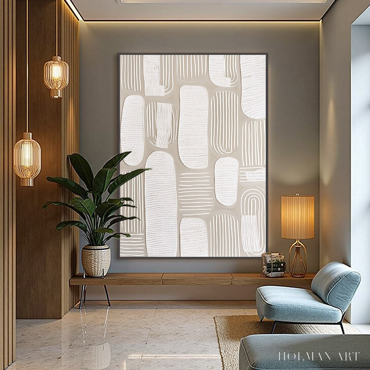 HOLMAN ART Quiet Rhythms – Textured Wabi Sabi Abstract Painting in Neutral Tones - image 4