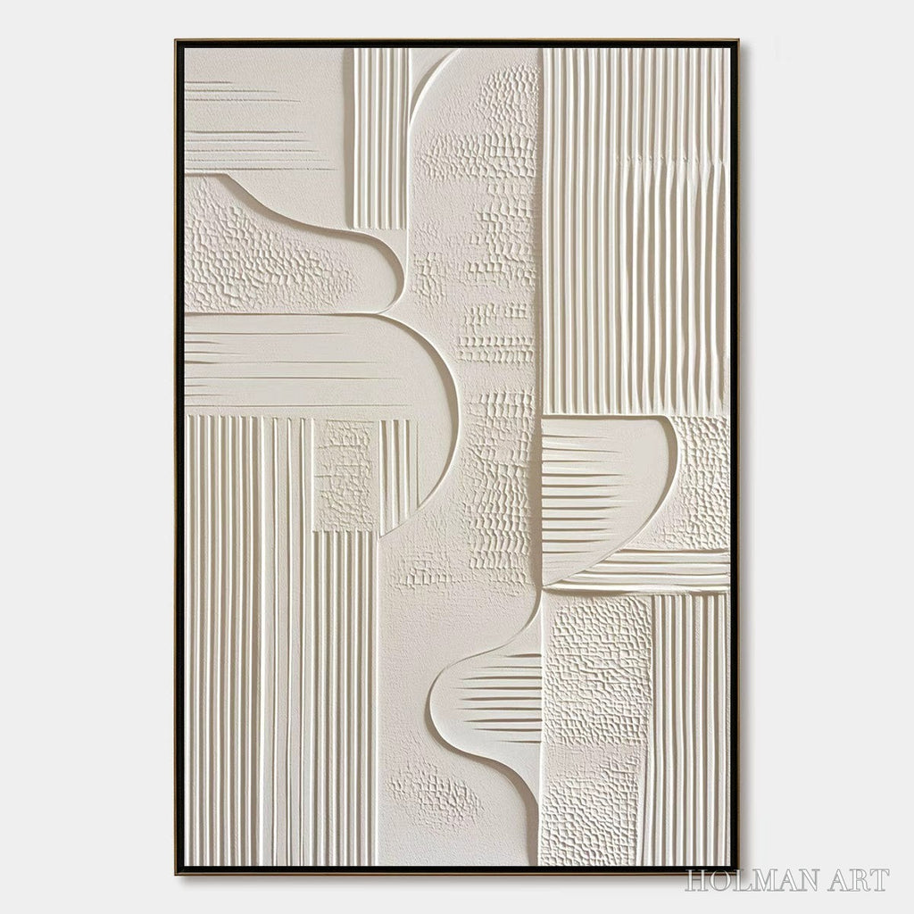 HOLMAN ART Structured Calm – Textured White Minimalist Abstract Wabi Sabi - image 1