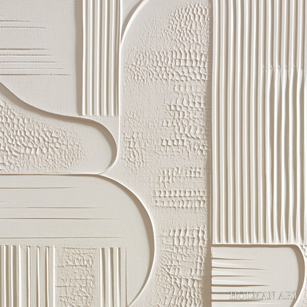 HOLMAN ART Structured Calm – Textured White Minimalist Abstract Wabi Sabi - image 3