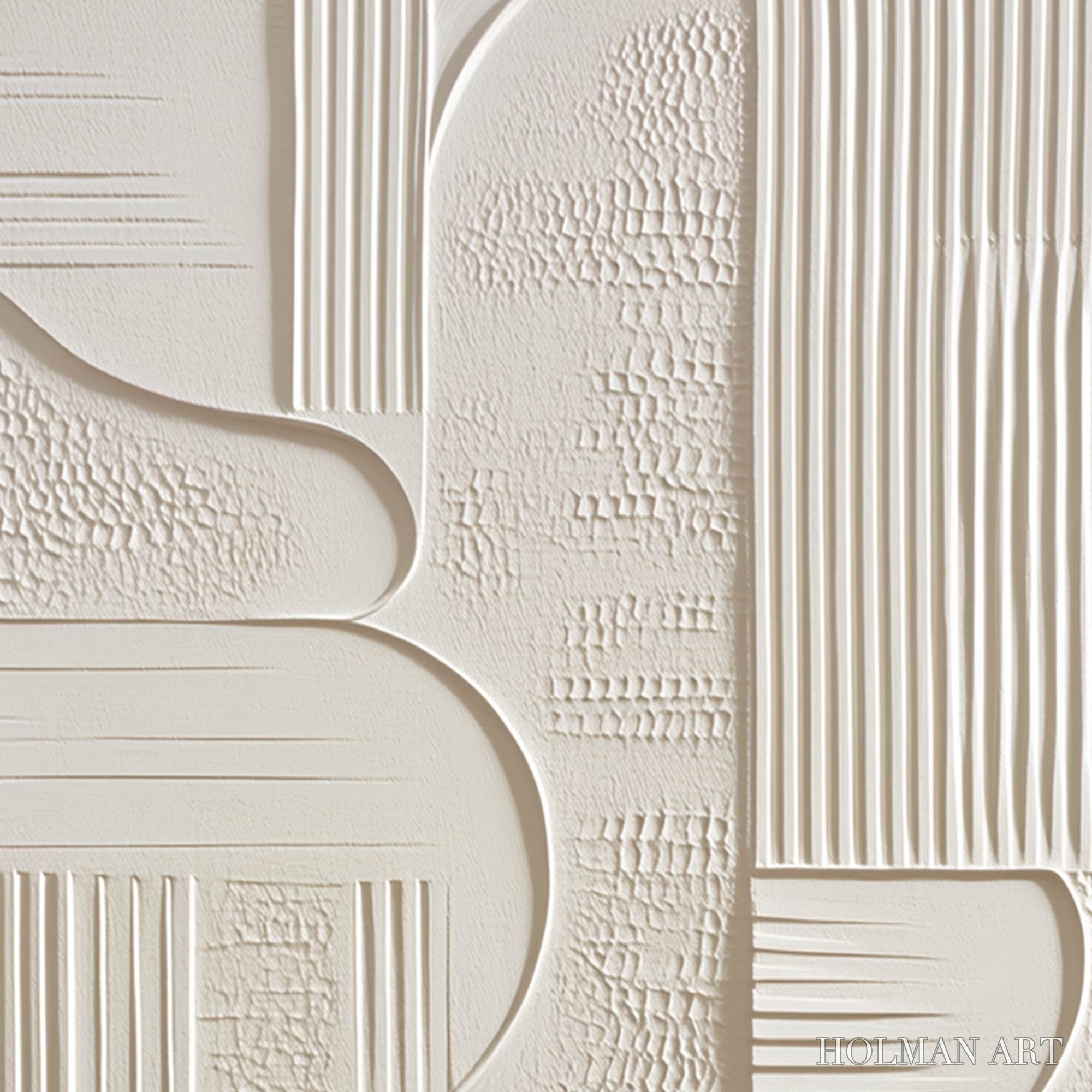 HOLMAN ART Structured Calm – Textured White Minimalist Abstract Wabi Sabi - image 3