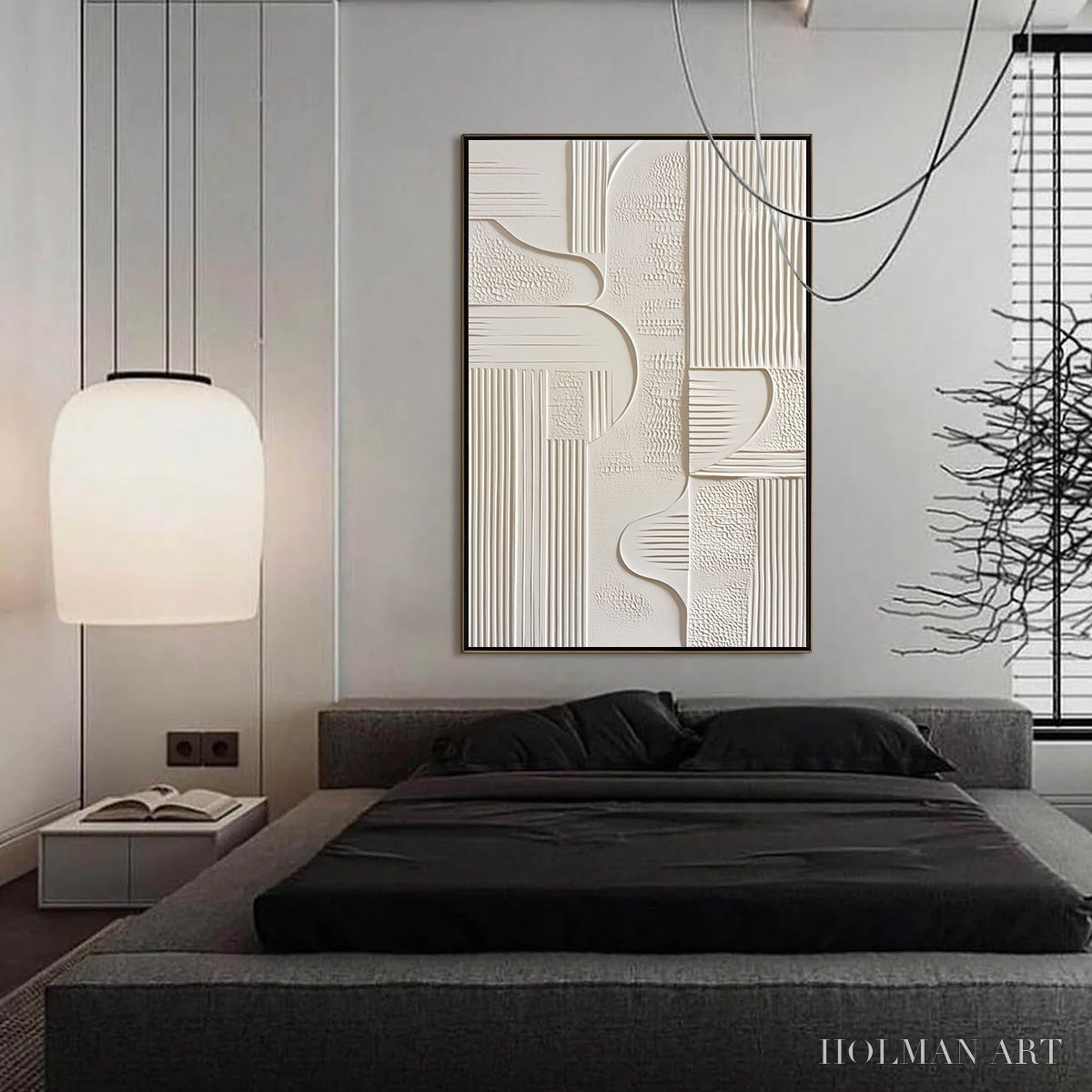 HOLMAN ART Structured Calm – Textured White Minimalist Abstract Wabi Sabi - image 4