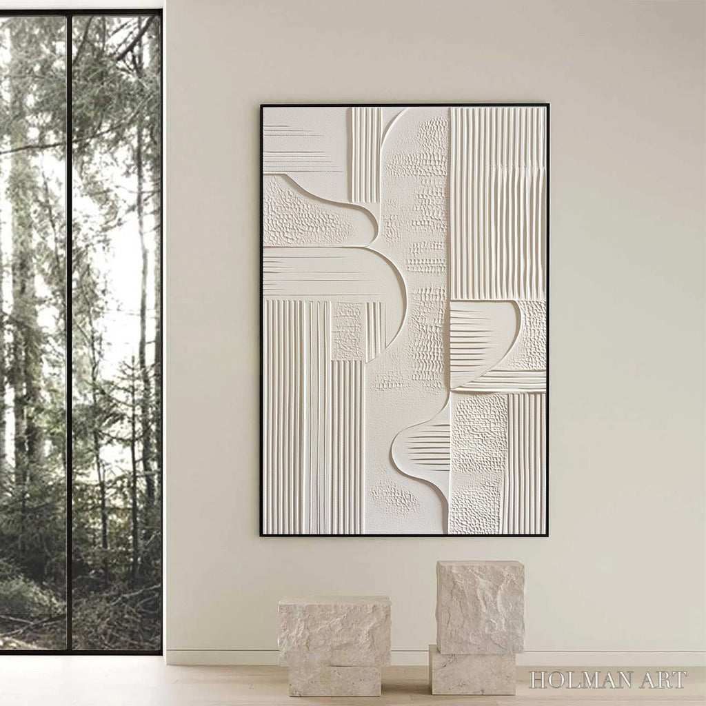 HOLMAN ART Structured Calm – Textured White Minimalist Abstract Wabi Sabi - image 6