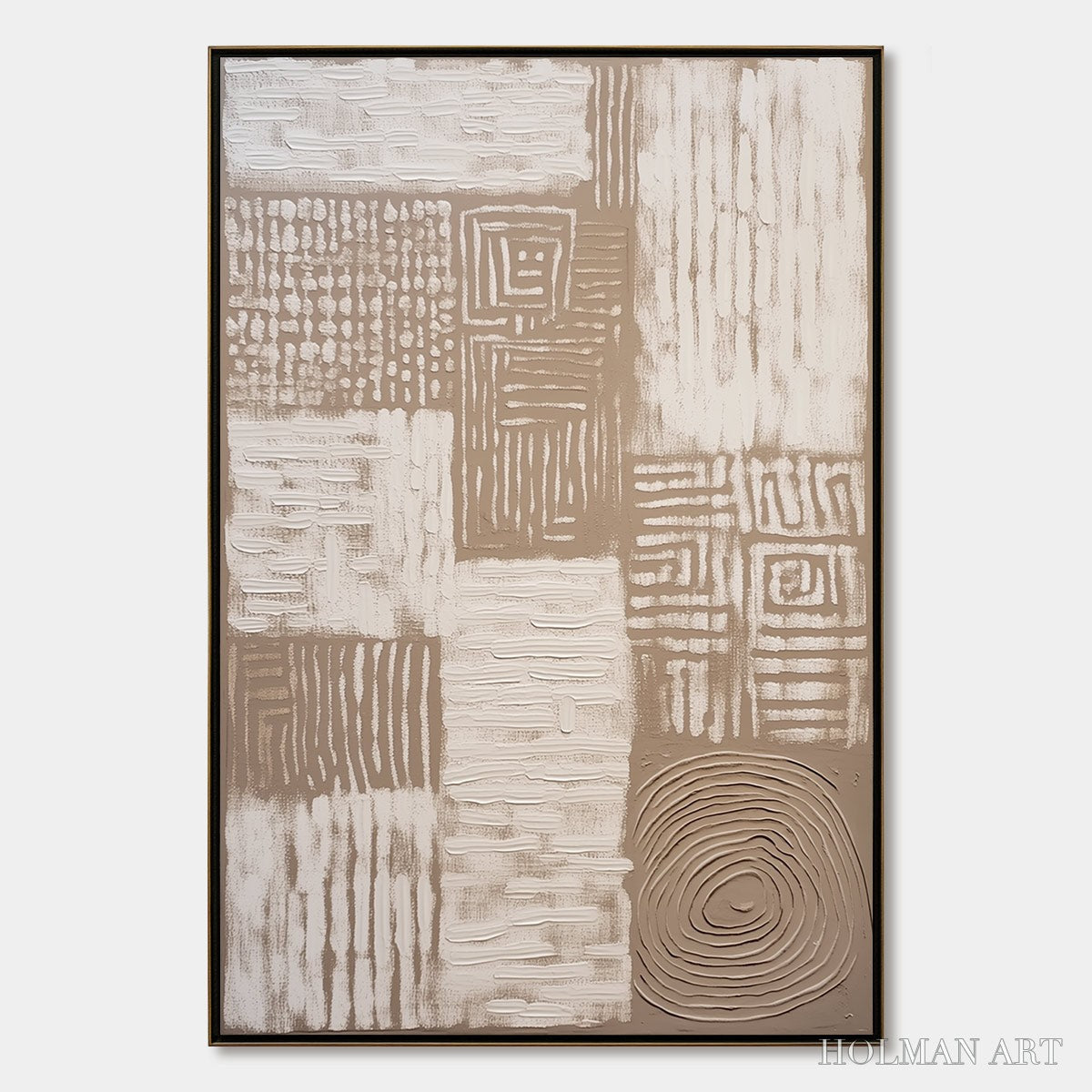 HOLMAN ART Ancient Echoes – Textured Wabi Sabi Abstract Painting in Neutral Tones - image 1