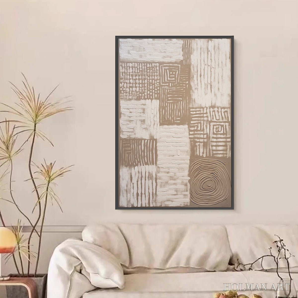 HOLMAN ART Ancient Echoes – Textured Wabi Sabi Abstract Painting in Neutral Tones - image 2
