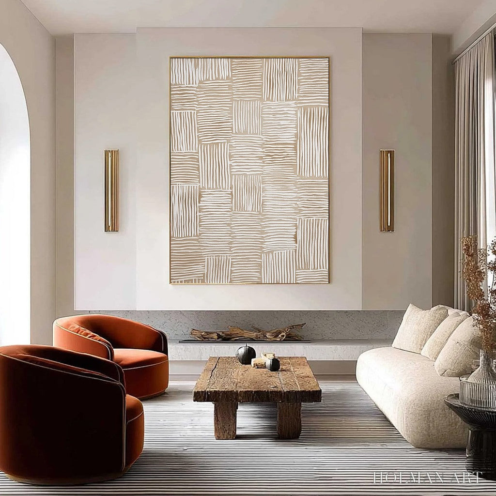 HOLMAN ART Woven Calm – Hand-Painted Wabi Sabi Textured Abstract Art - image 2