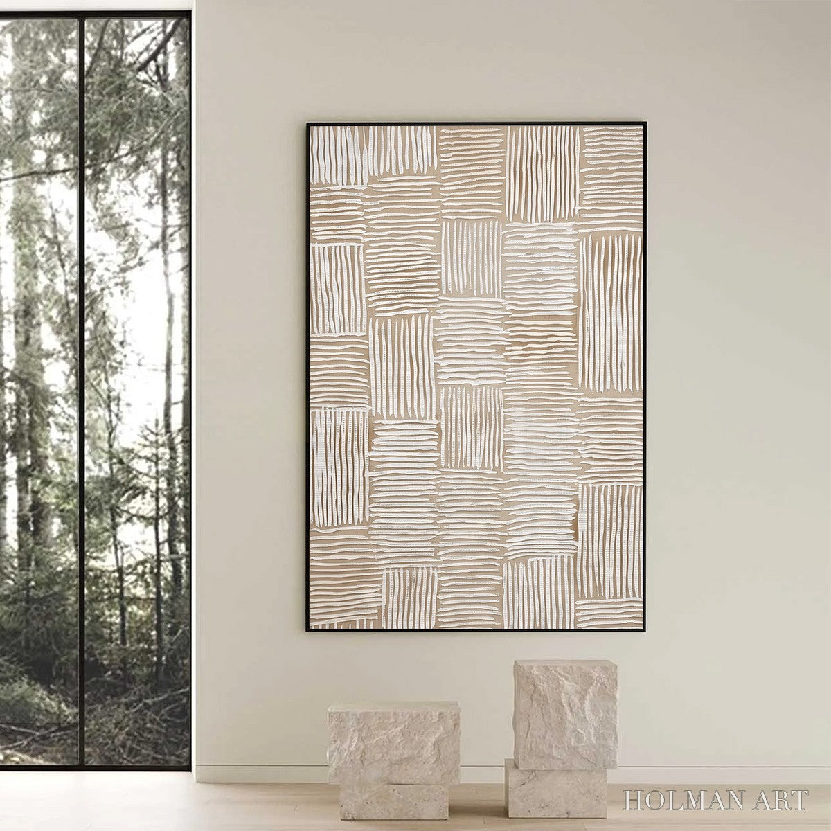 HOLMAN ART Woven Calm – Hand-Painted Wabi Sabi Textured Abstract Art - image 6