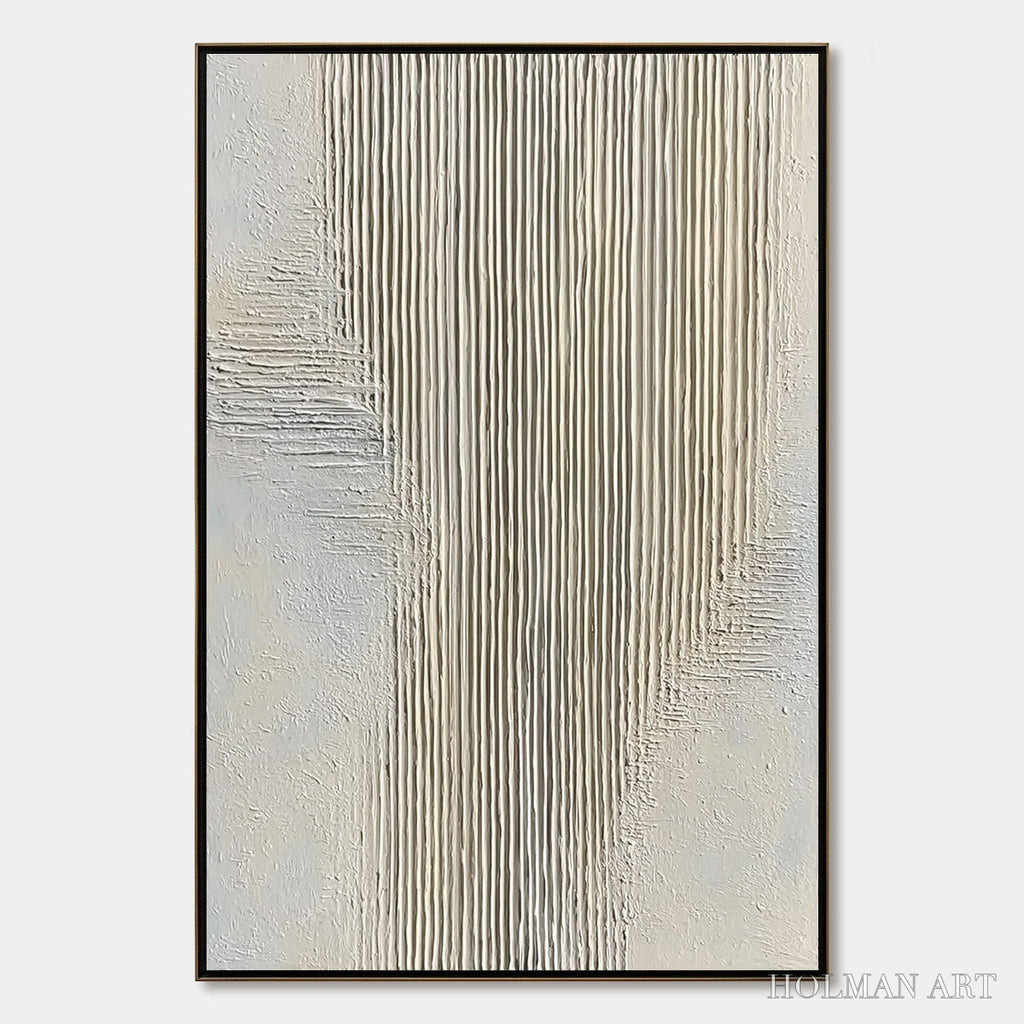 HOLMAN ART Serene Stria – Wabi Sabi Textured Vertical Abstract Painting - image 1