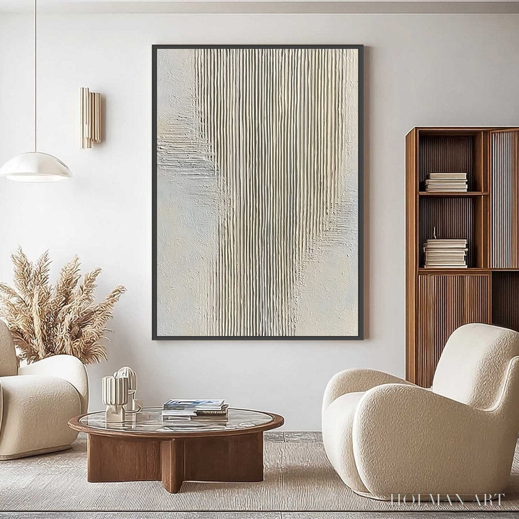 HOLMAN ART Serene Stria – Wabi Sabi Textured Vertical Abstract Painting - image 4