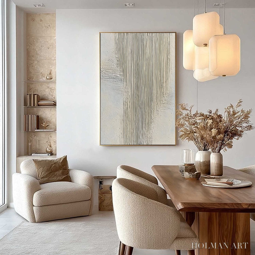 HOLMAN ART Serene Stria – Wabi Sabi Textured Vertical Abstract Painting - image 6