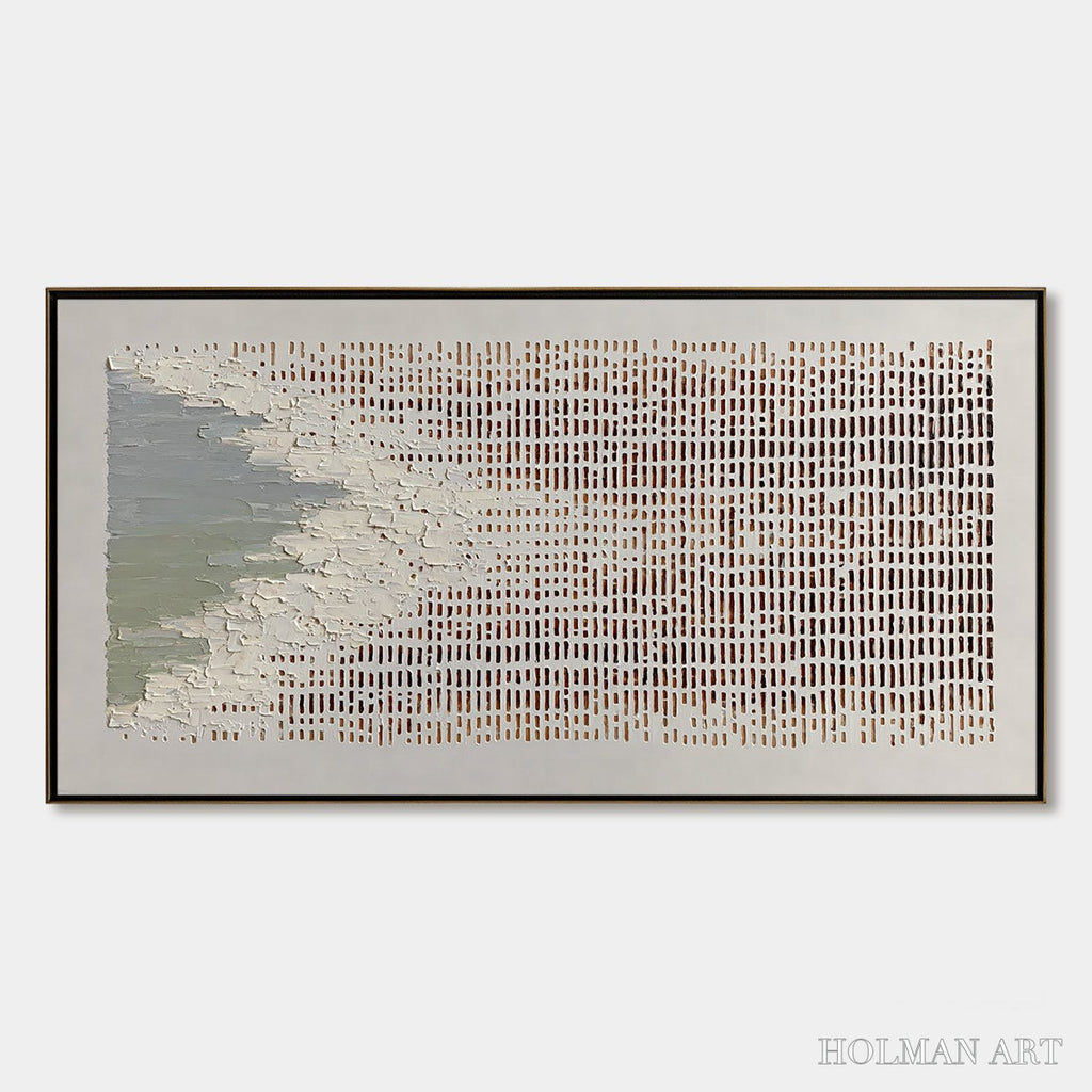 HOLMAN ART Coastal Rhythm – Textured Wabi Sabi Abstract Horizontal - image 1