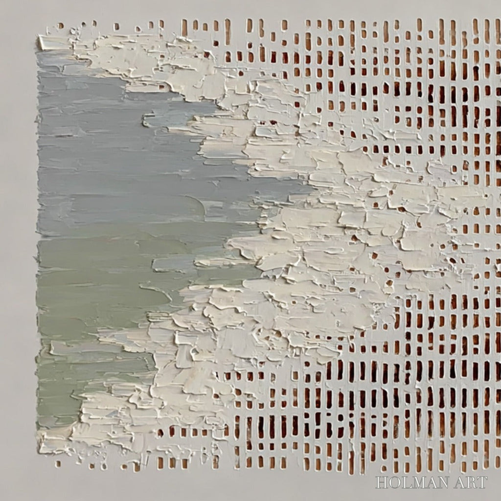 HOLMAN ART Coastal Rhythm – Textured Wabi Sabi Abstract Horizontal - image 3