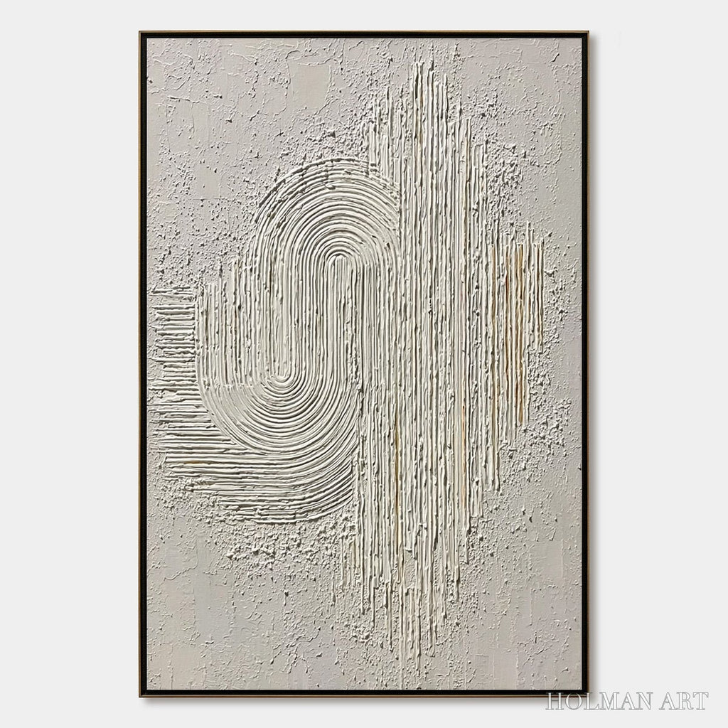 HOLMAN ART Echoes in Silence – Textured White Abstract Wabi Sabi - image 1
