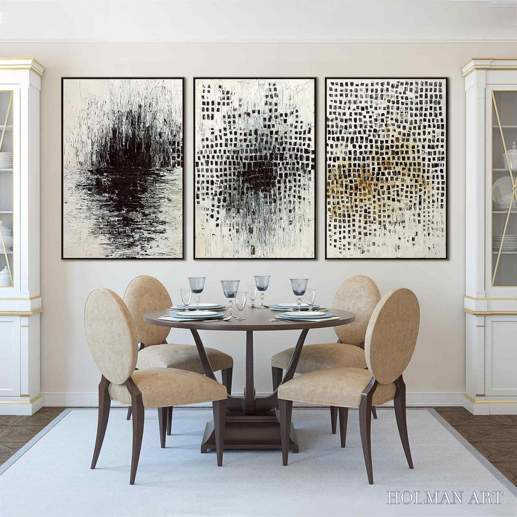 HOLMAN ART Monochrome Metamorphosis – Wabi Sabi Textured Abstract Triptych - image 6