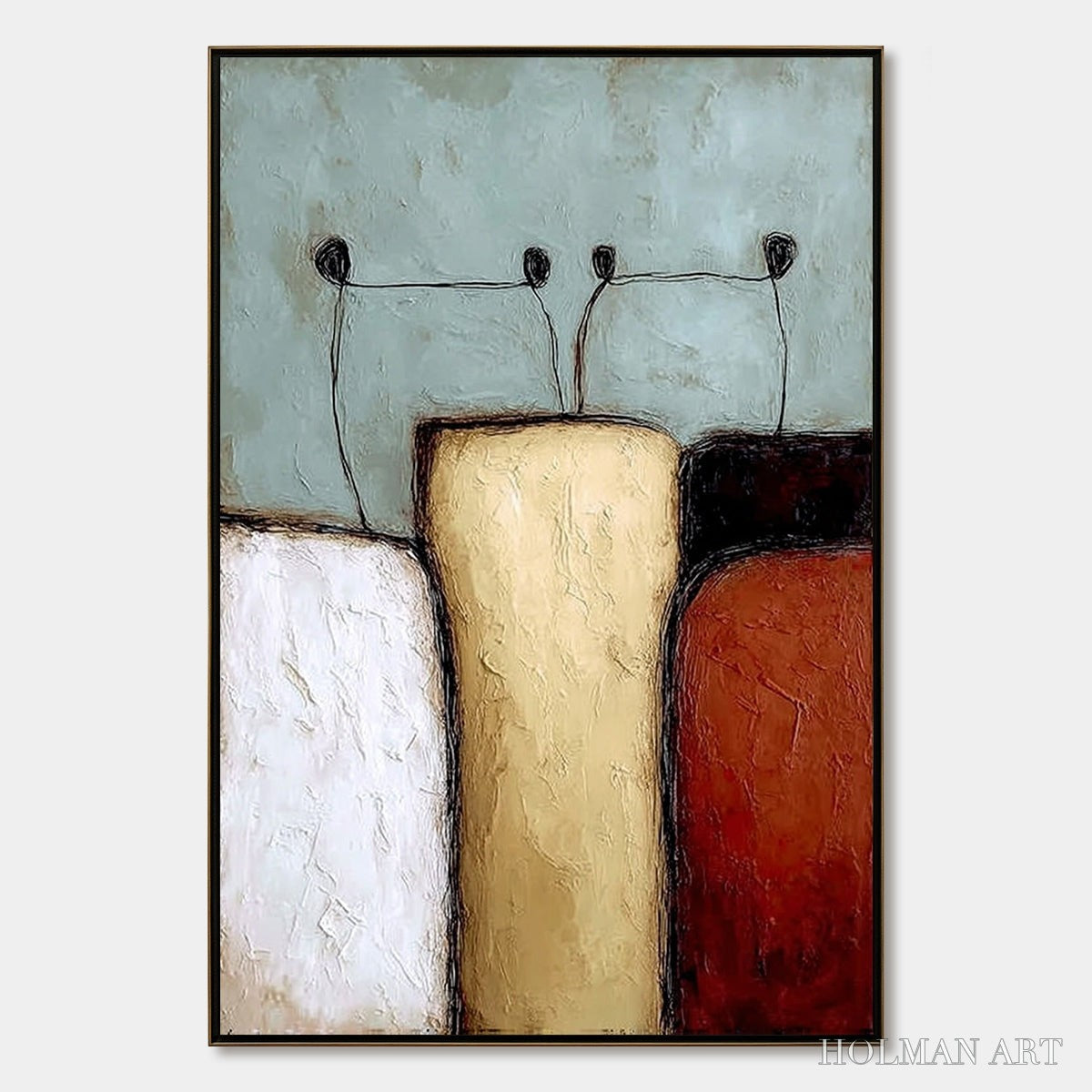 HOLMAN ART the Gathering – Textured Wabi Sabi Abstract Painting of Earthy Forms - image 1