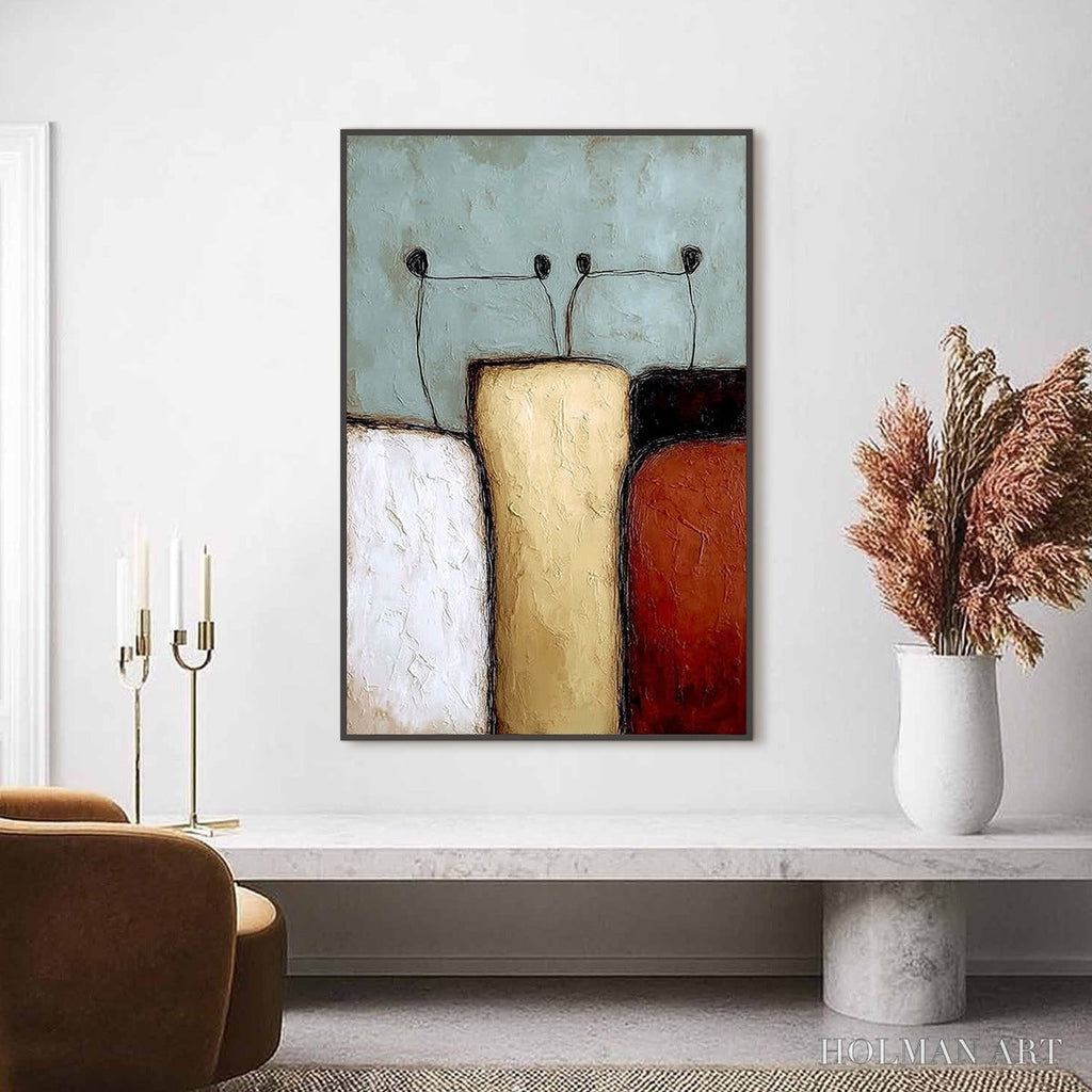 HOLMAN ART the Gathering – Textured Wabi Sabi Abstract Painting of Earthy Forms - image 2
