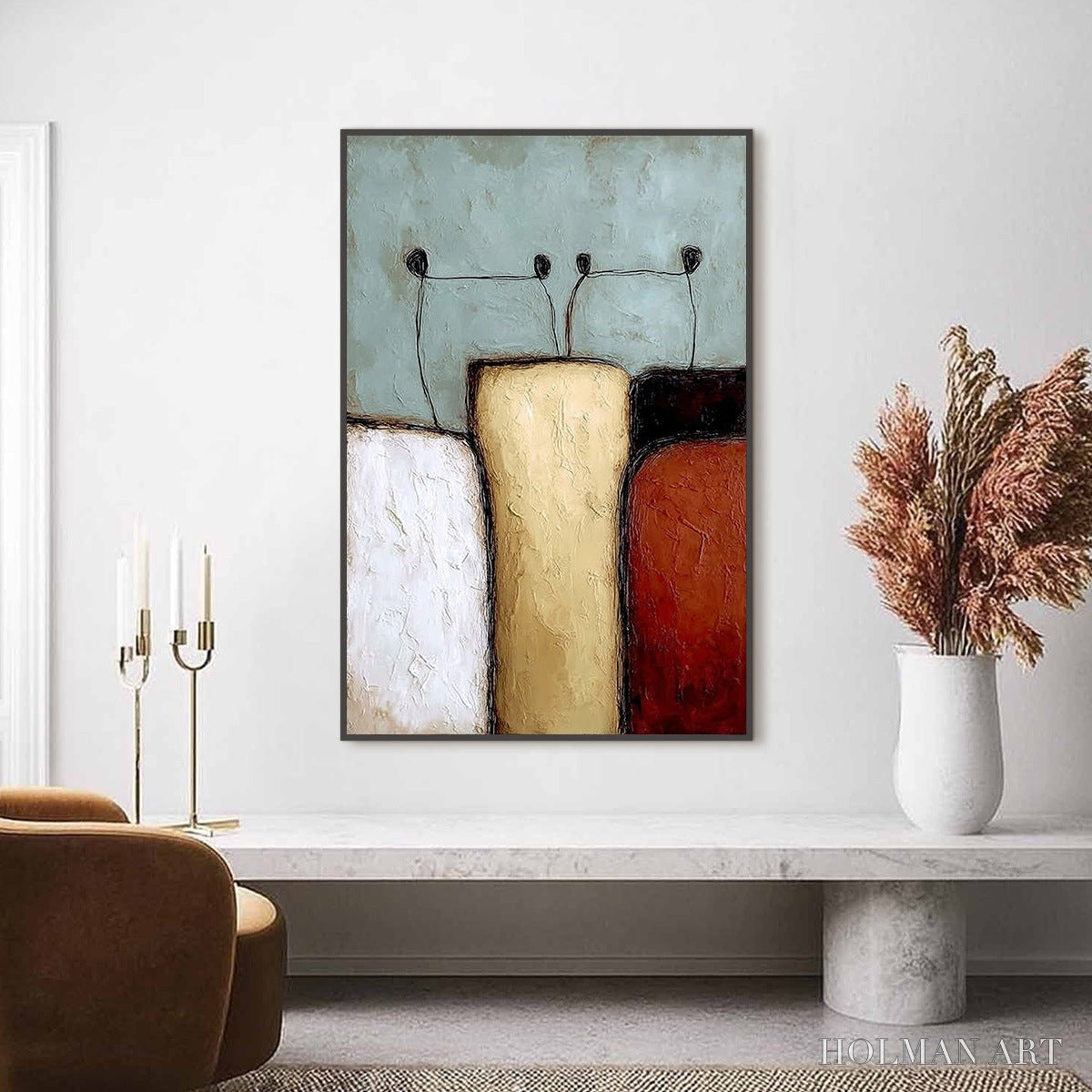 HOLMAN ART the Gathering – Textured Wabi Sabi Abstract Painting of Earthy Forms - image 2