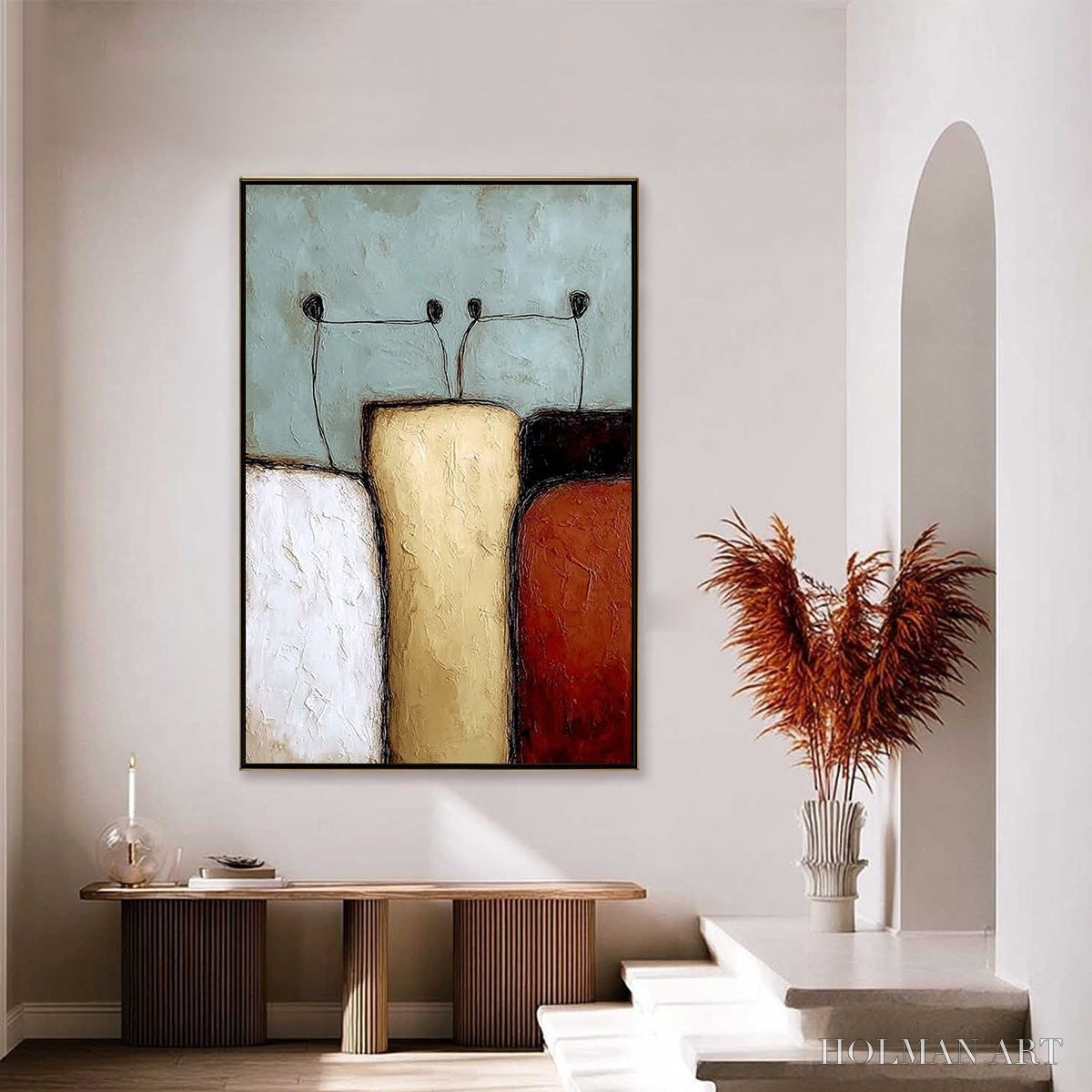 HOLMAN ART the Gathering – Textured Wabi Sabi Abstract Painting of Earthy Forms - image 4