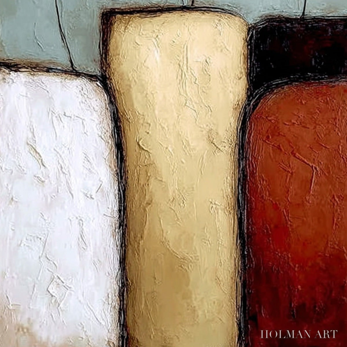 HOLMAN ART the Gathering – Textured Wabi Sabi Abstract Painting of Earthy Forms - image 5