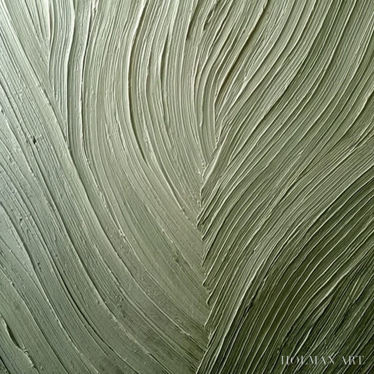 HOLMAN ART Earthen Weave – Textured Green and Beige Wabi Sabi Abstract Painting - image 3