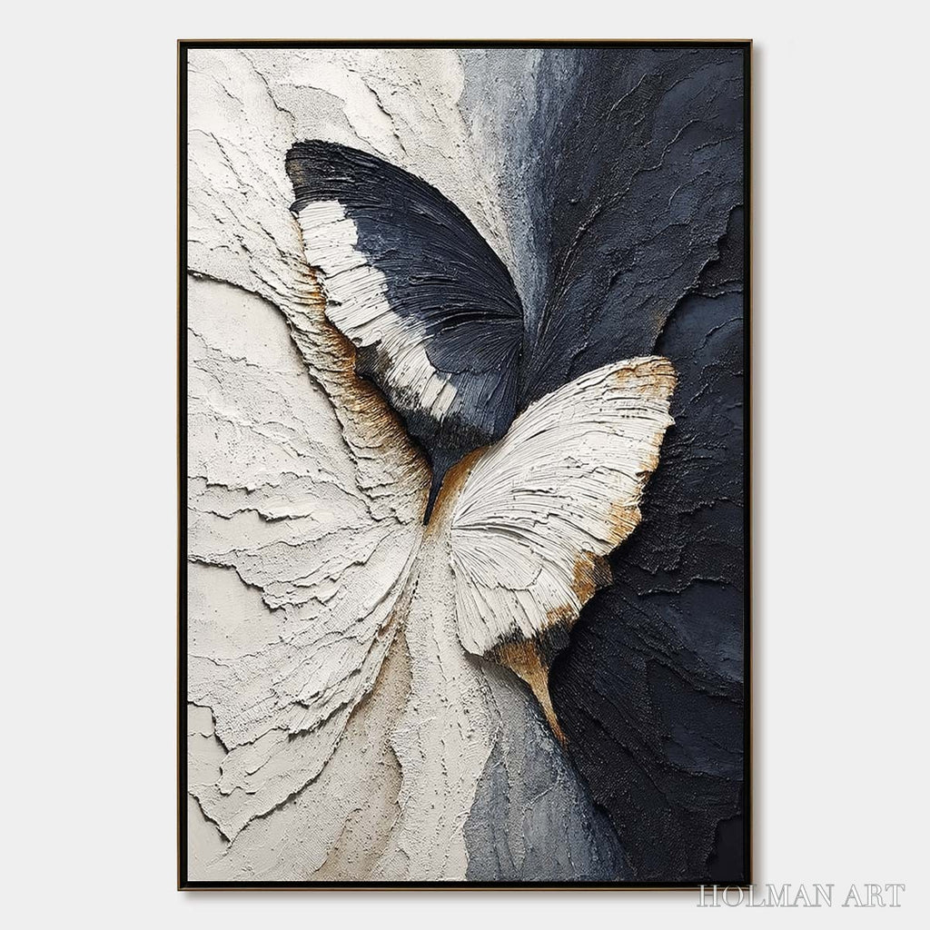 HOLMAN ART Emergence – Textured Wabi Sabi Butterfly Impasto - image 1