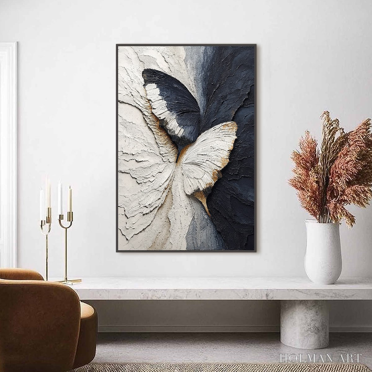 HOLMAN ART Emergence – Textured Wabi Sabi Butterfly Impasto - image 2