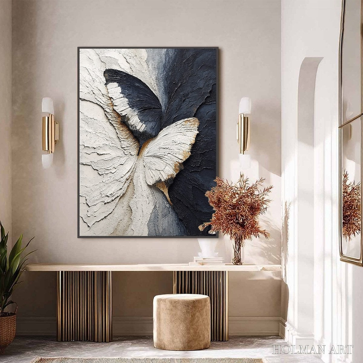 HOLMAN ART Emergence – Textured Wabi Sabi Butterfly Impasto - image 4